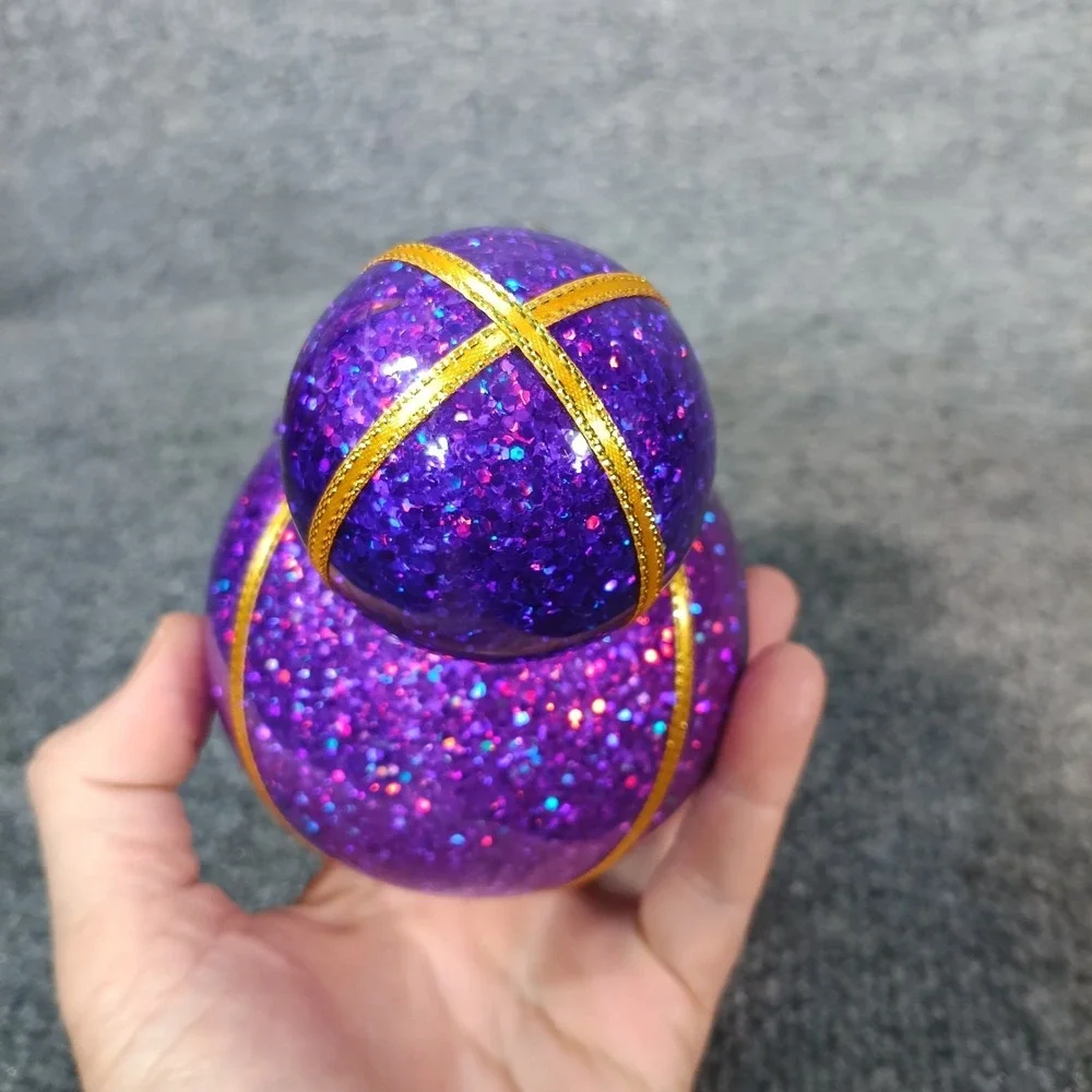 Disney Mickey Mouse Icon Christmas Ornament Glass Ball Purple Glitter Gold Trim